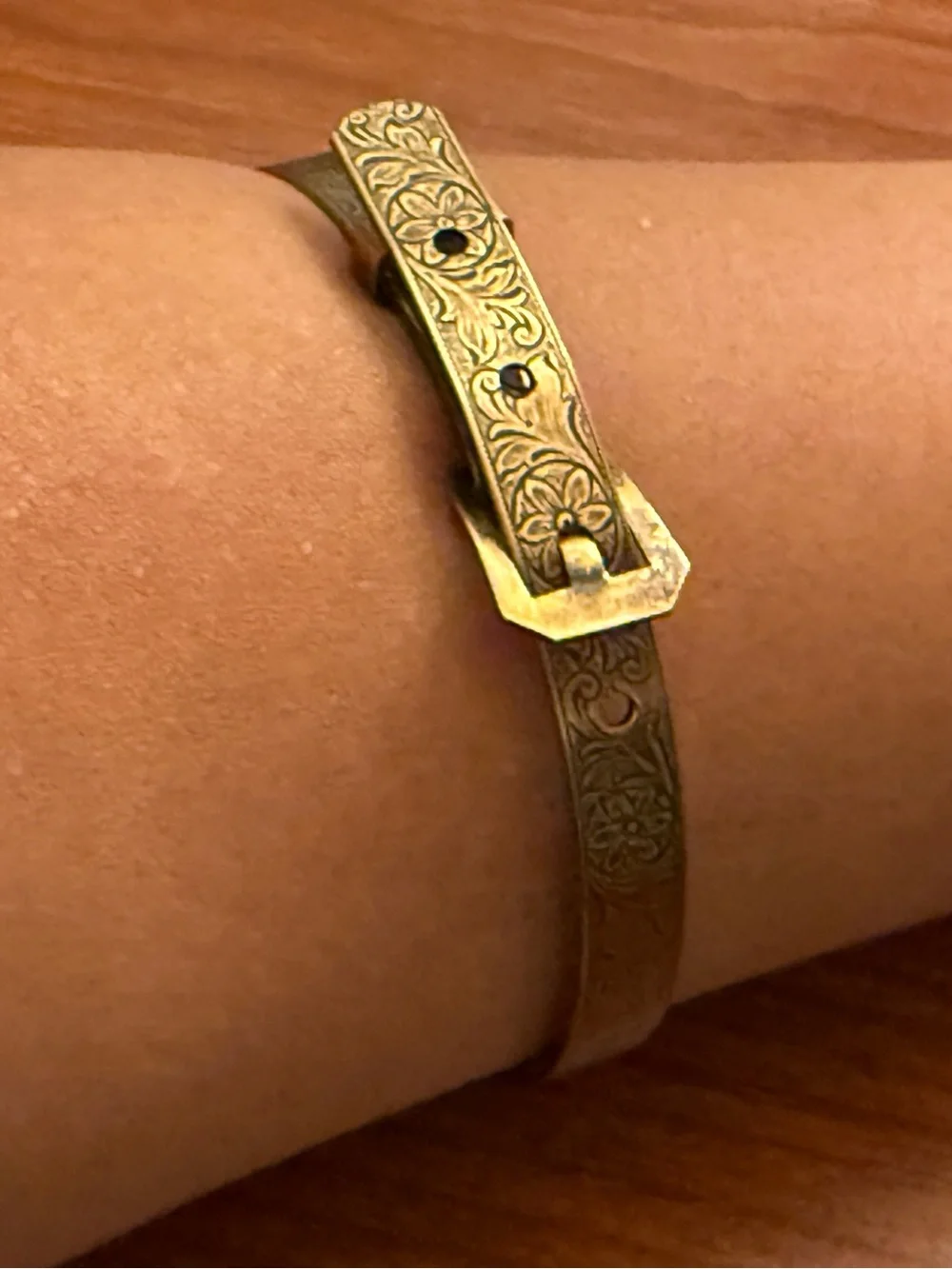 Antique Victorian Etched Buckle Bracelet